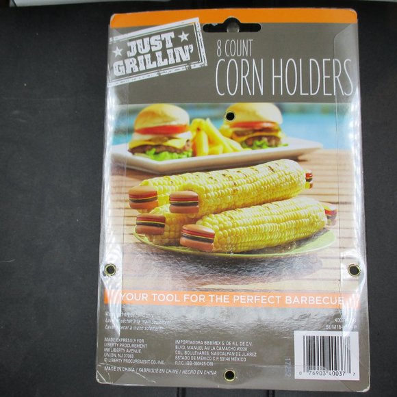8 Just Grilling  count Corn on the cob holders Hamburger design NEW - Picture 4 of 4
